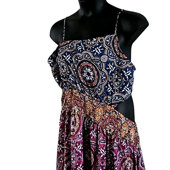 Anthropologie Asymmetrical Midi Slip Dress - Size 2X, Boho Mixed Print, NWT - Picture 4 of 8